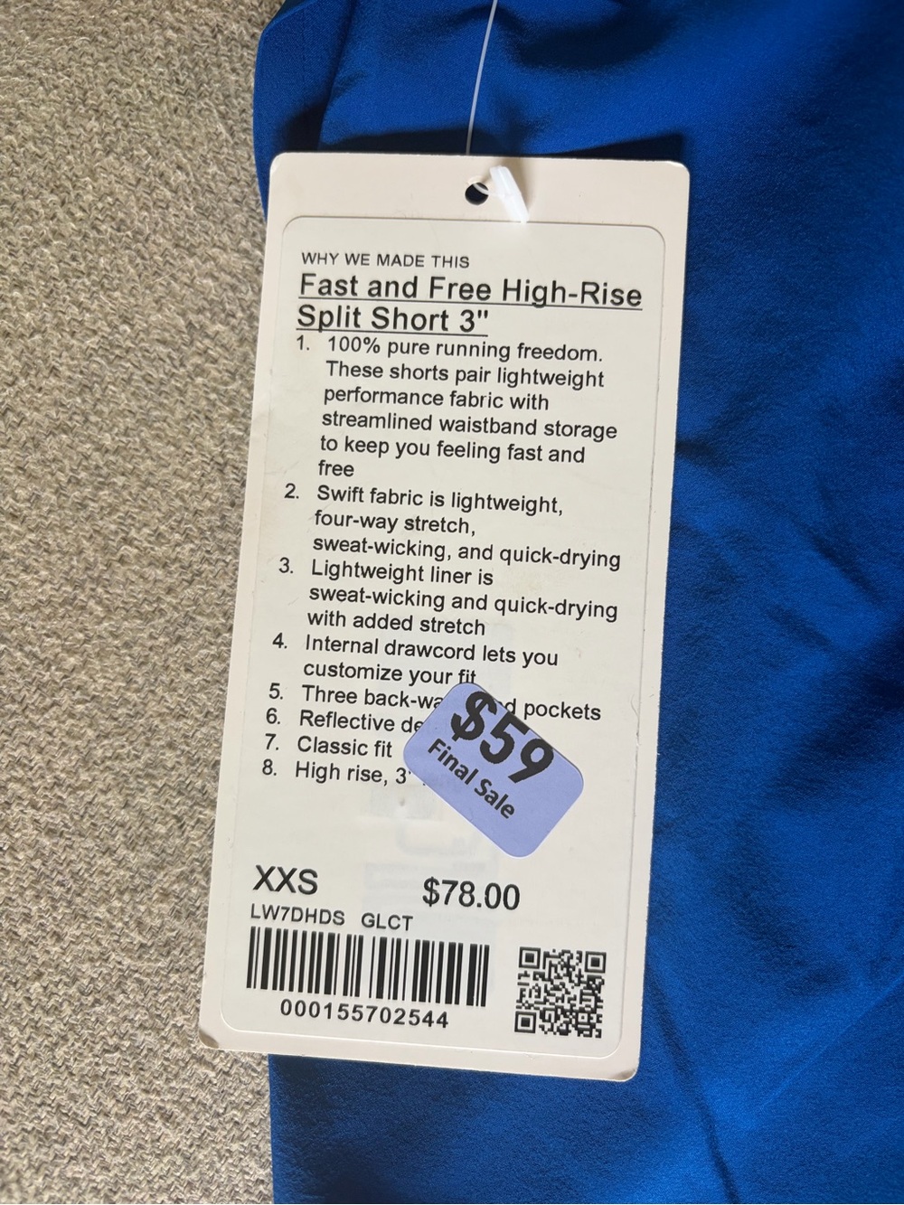 lululemon athletica Blue fast and free shorts - Picture 3 of 3